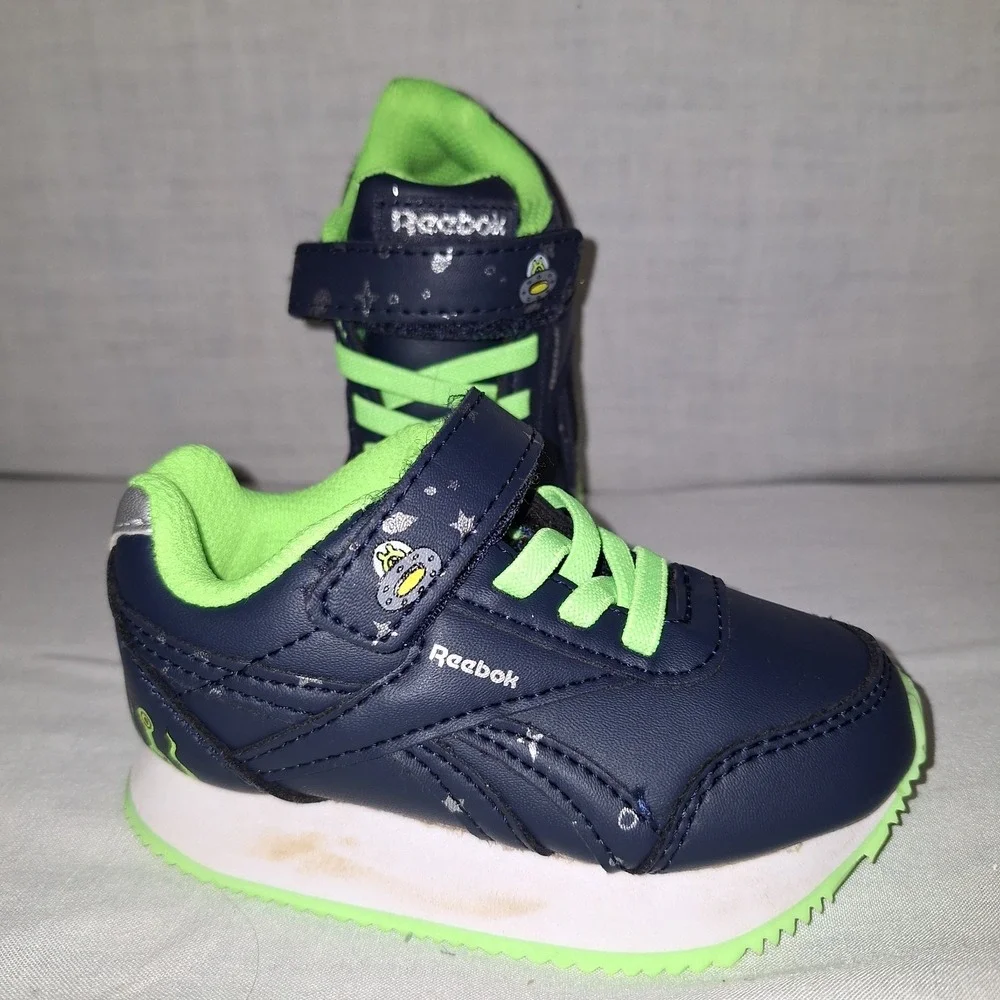 Shoes Sneakers Reebok Baby US 5 Space Infant Toddler Navy Blue Neon Green